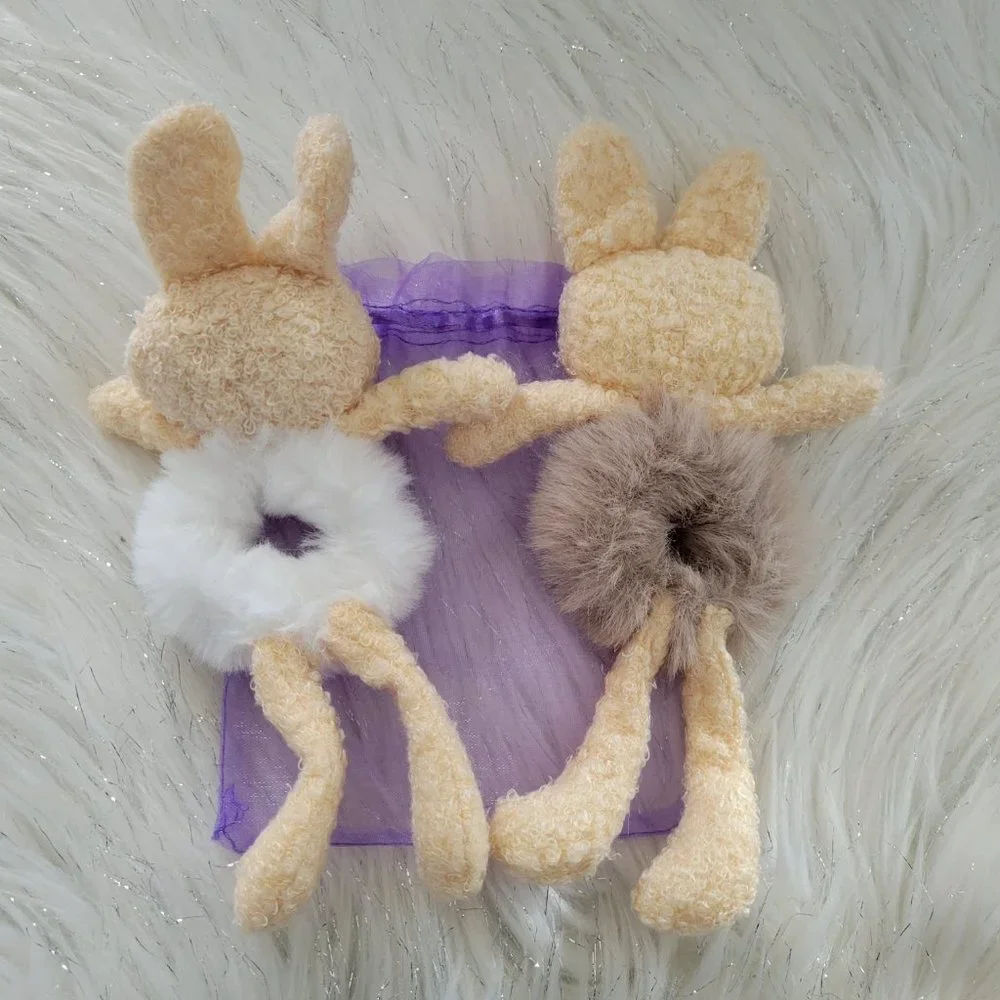 Set of 2 Plush Rabbit Scrunchies